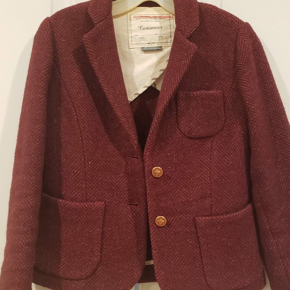 Anthropologie Cartonnier Red wool blazer. Size 0